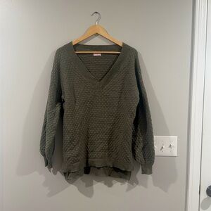 Olive green Pink Lily textured sweater